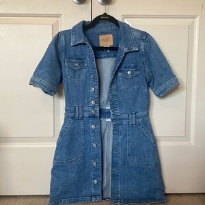 PAIGE jean button up dress with front and back pockets